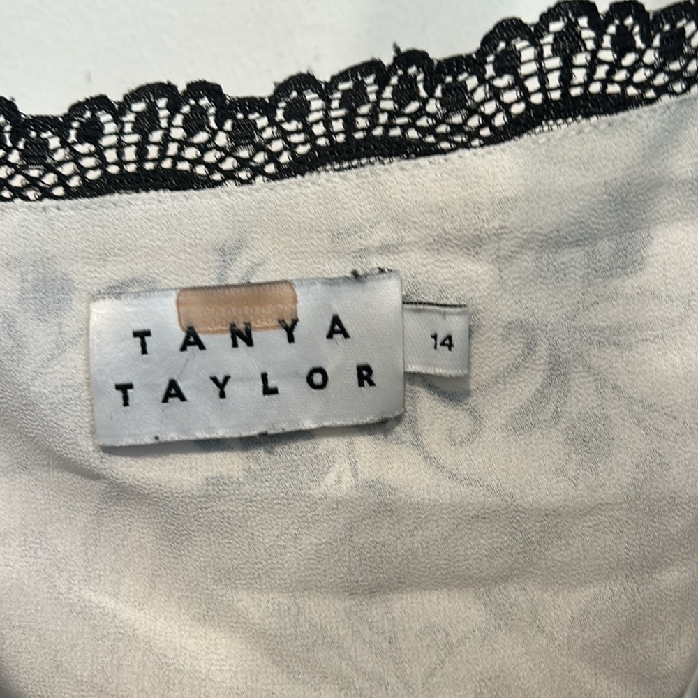 Tanya Taylor 100% Silk Floral Lace Sarita Slip Slit Midi Dress Size 14 plus navy - Picture 6 of 8